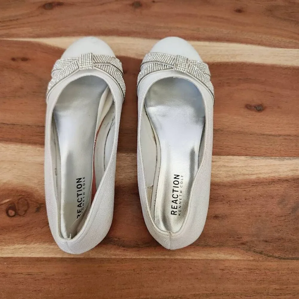 Kenneth Cole reaction young girls youth slip-on ballet flat size 3 Glam silver r